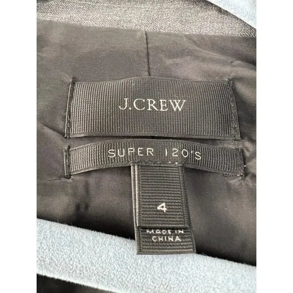 Women’s J.Crew Super 120s Wool Charcoal Gray Blazer Career Size 4